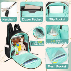 MOMINSIDE stroller-clip compatible bag, top handle for quick transitions.