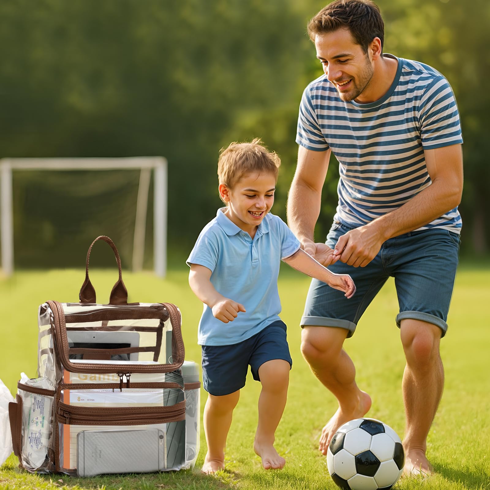 MOMINSIDE versatile clear bag for shopping, sports, and travel.