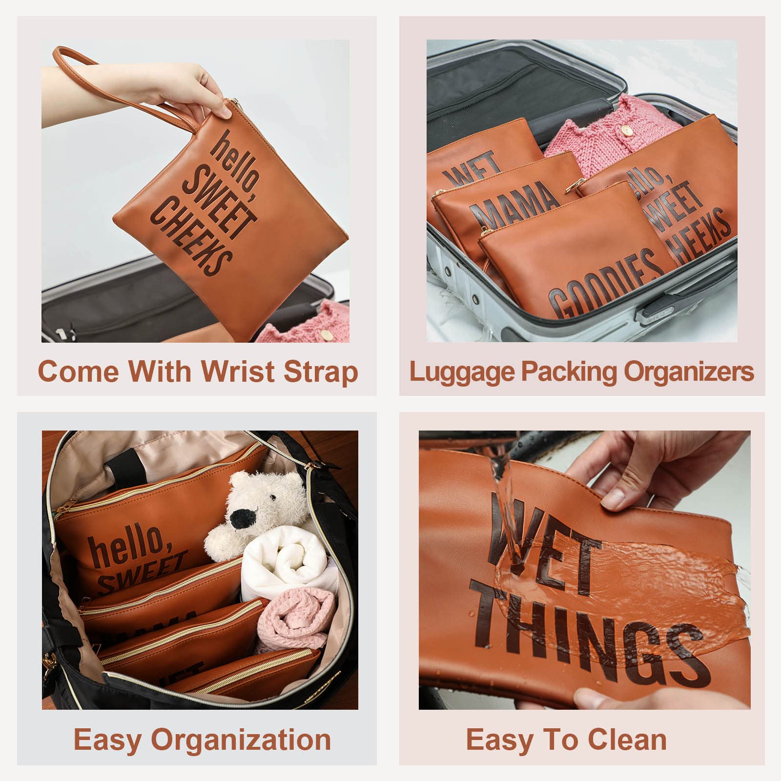 Mominside waterproof wet bags protect clothing and diapers during travel and daily outings.