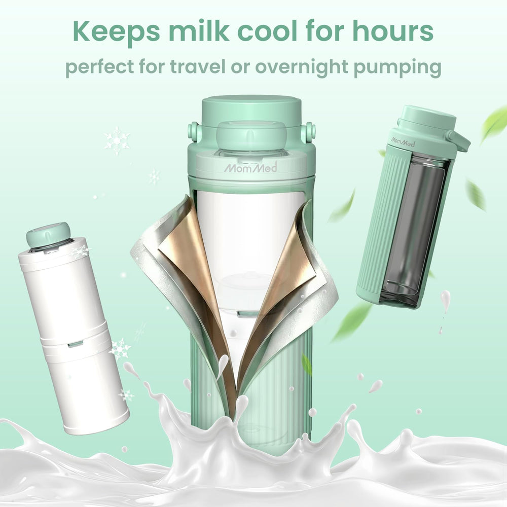 MomMed breast milk cooler compact size fits bags for discreet storage.
