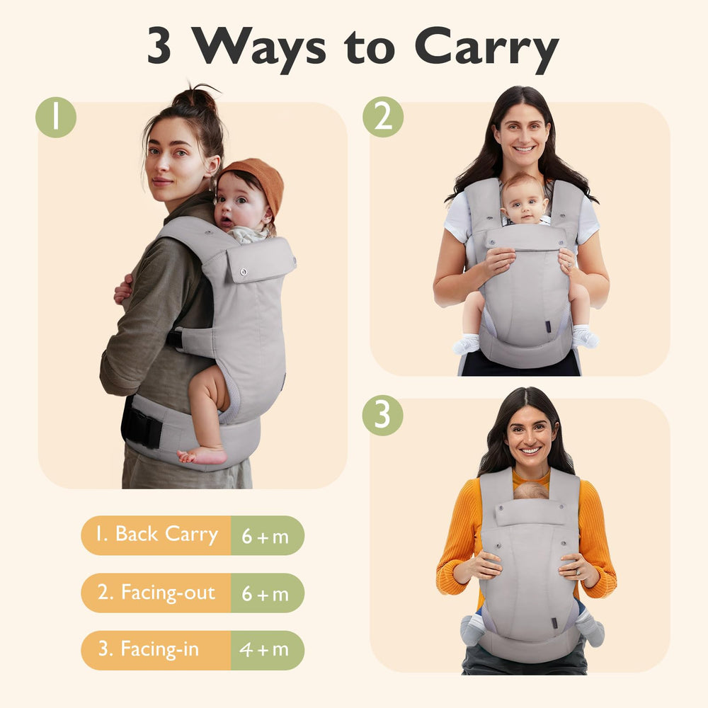 mommore baby carrier adjustable head support shields infant during rest.
