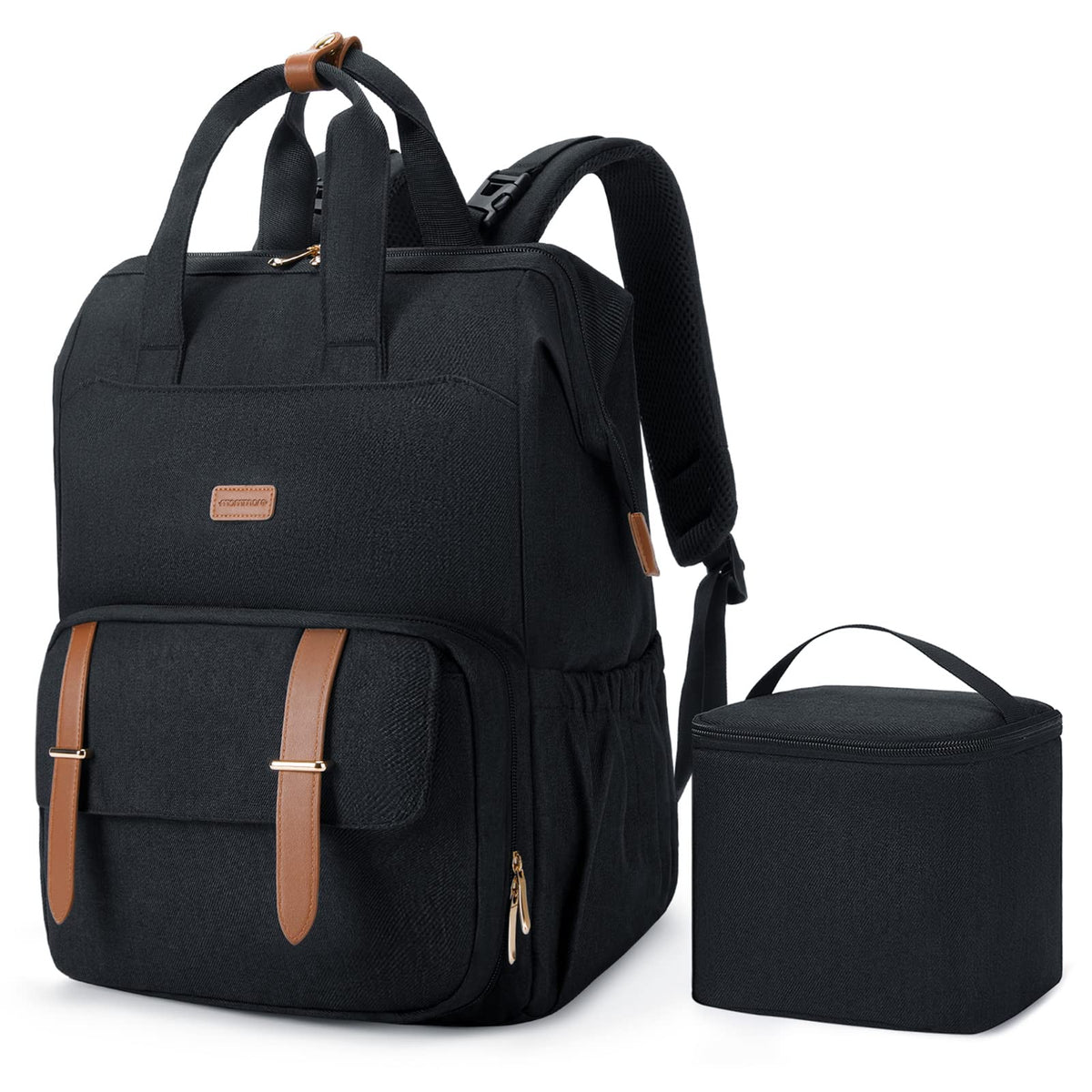 Mommore breast pump backpack front compartment for quick pump access