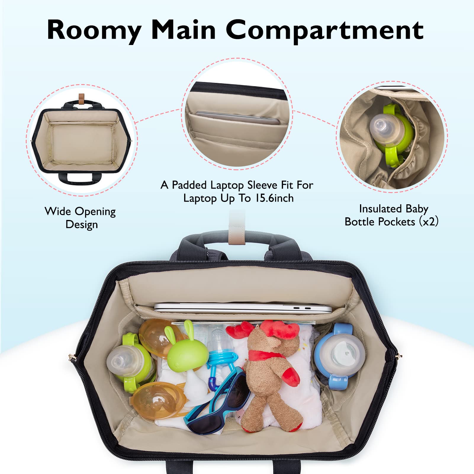 Mommore breast pump backpack 15.6-inch laptop sleeve for work on the go