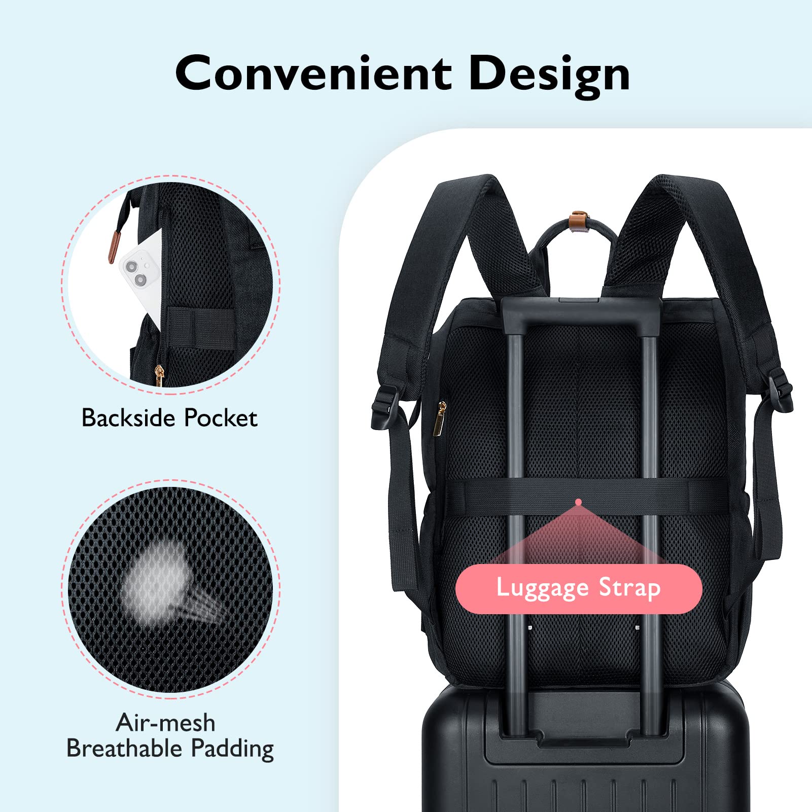 Mommore side pockets for water bottles and tissues on the move