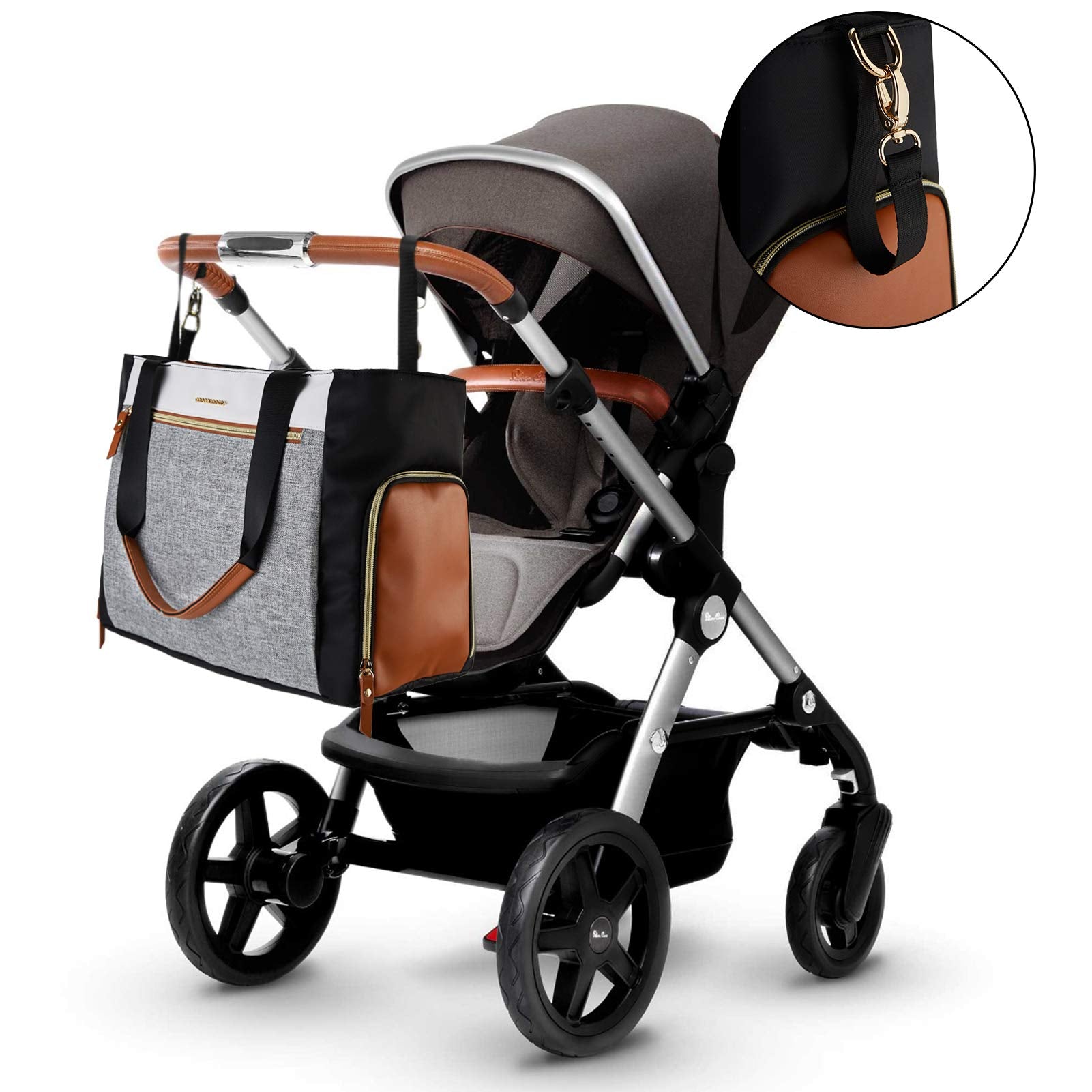 Removable padded strap on Mommore bag for comfortable carry