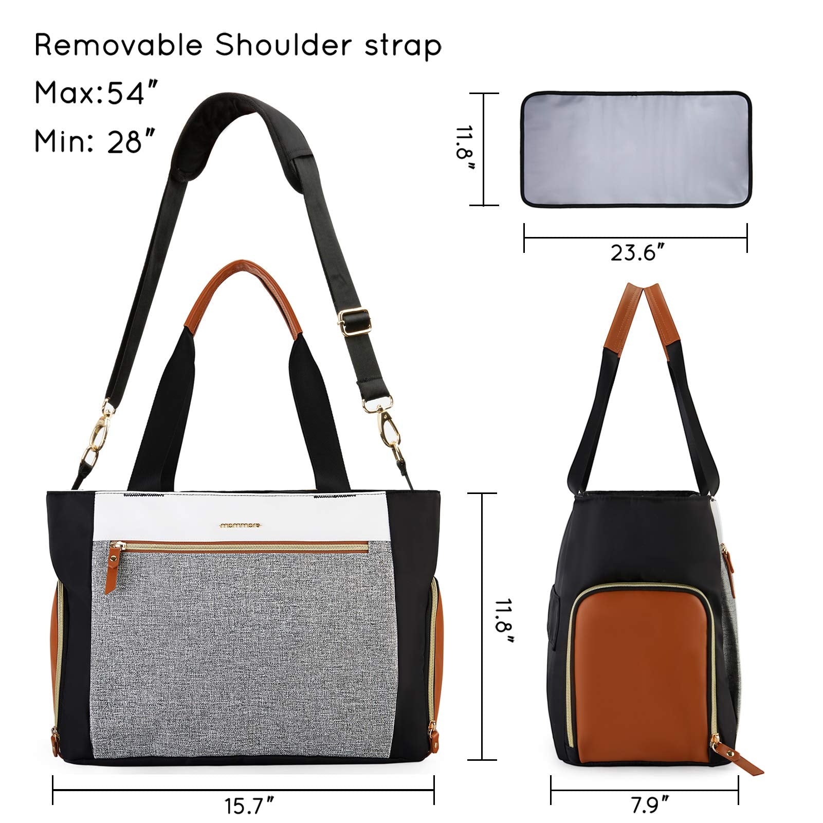 Back luggage strap on Mommore bag for secure travel compatibility