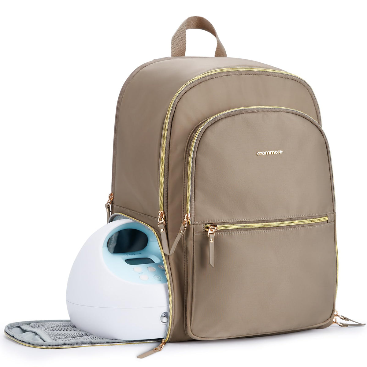 mommore breast pump bag with side access keeps your pump ready without unpacking.