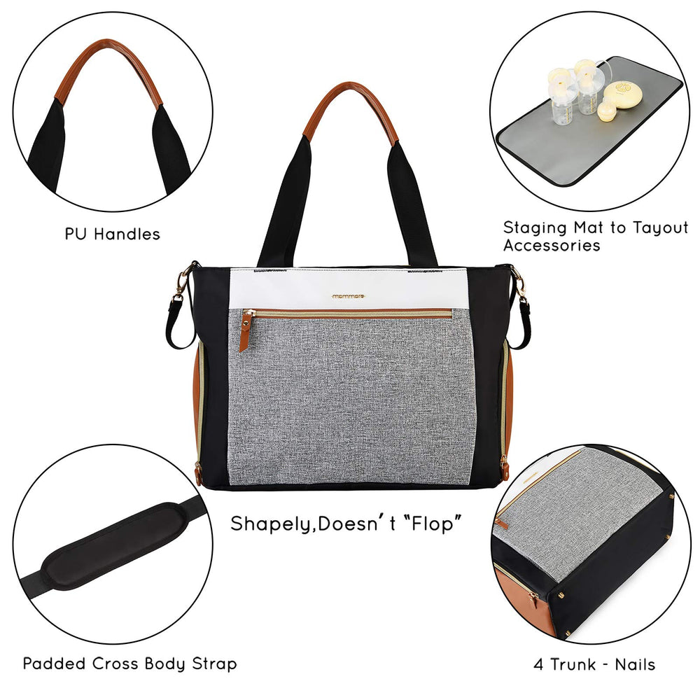 Durable water-resistant material of the Mommore bag for easy care