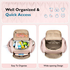 Mommore changing pad included for on-the-go quick cleanups.