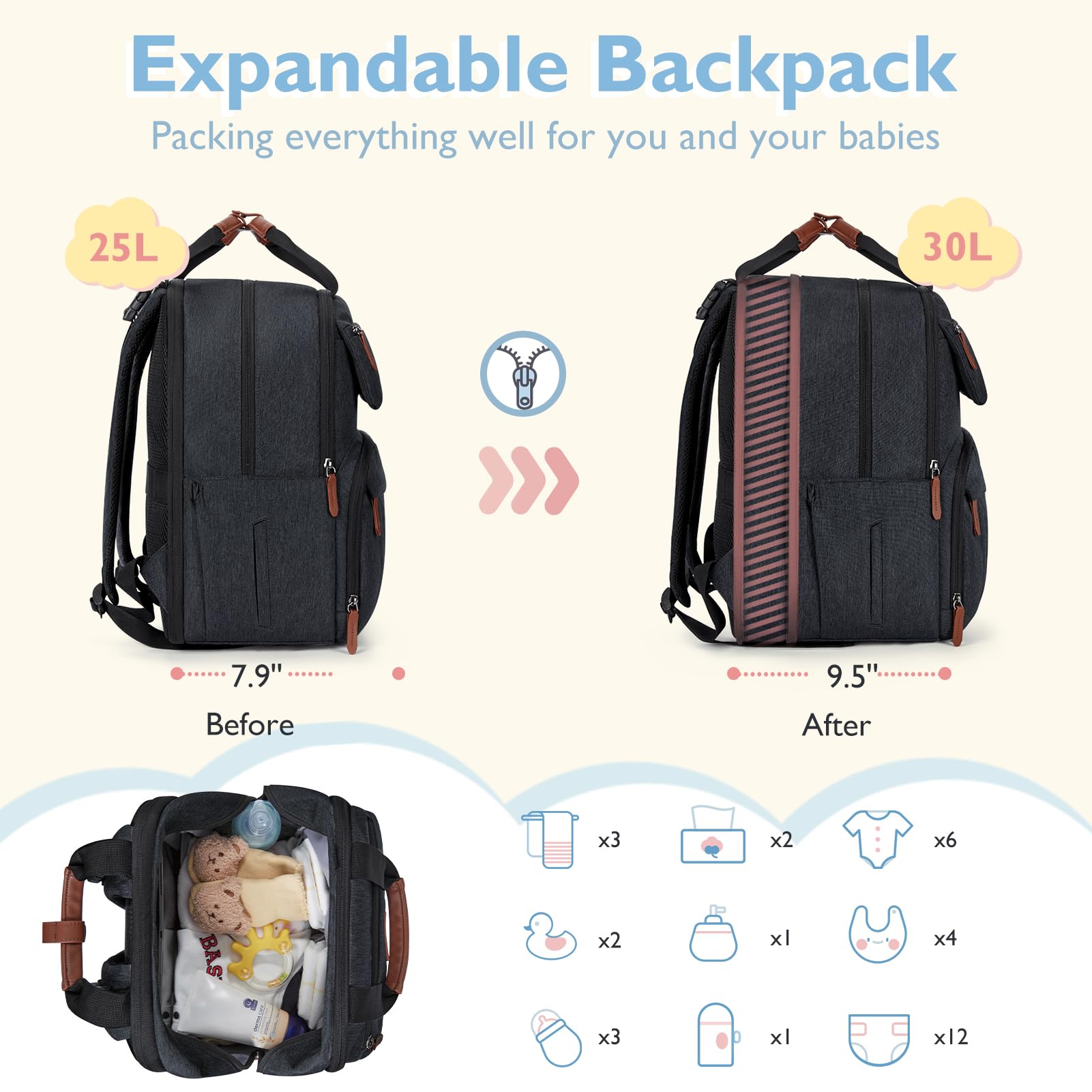 mommore diaper bag backpack expanded capacity ideal for twins
