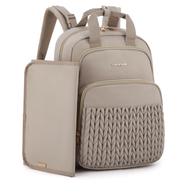 mommore diaper bag backpack with front insulated pockets for bottles on the go