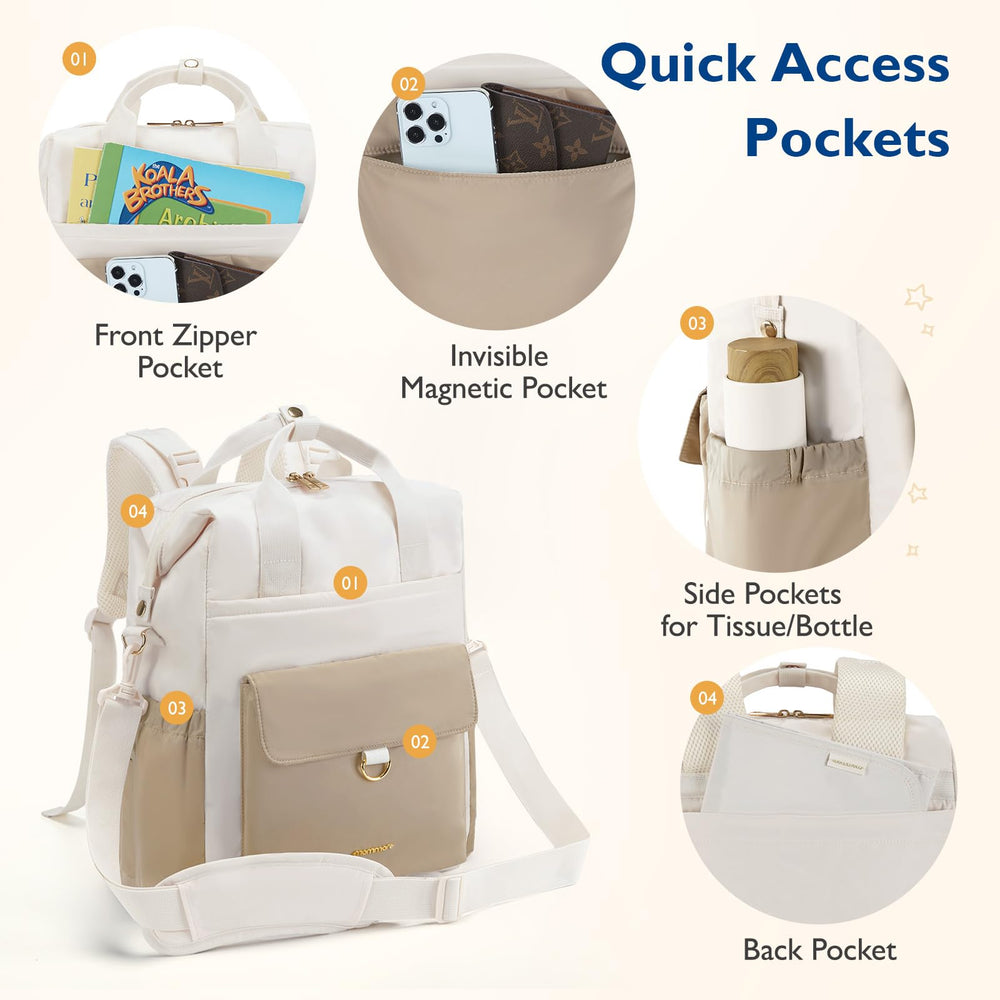 mommore diaper bag convertible straps for backpack or tote carrying