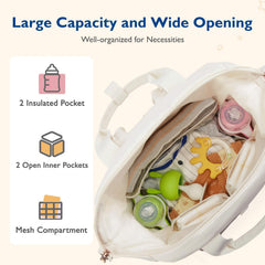 mommore diaper bag with insulated bottle pockets for on-the-go feeds