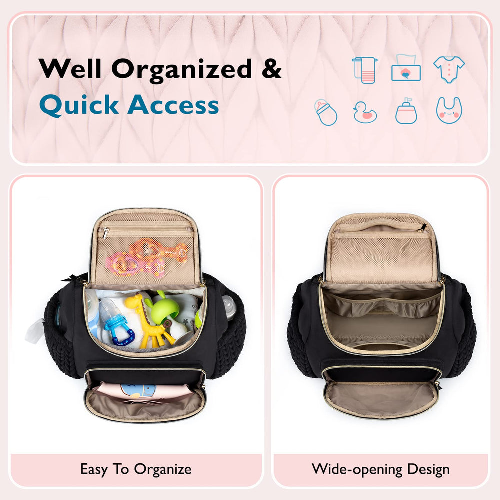 mommore diaper bag insulated pockets close-up keeps bottles ready