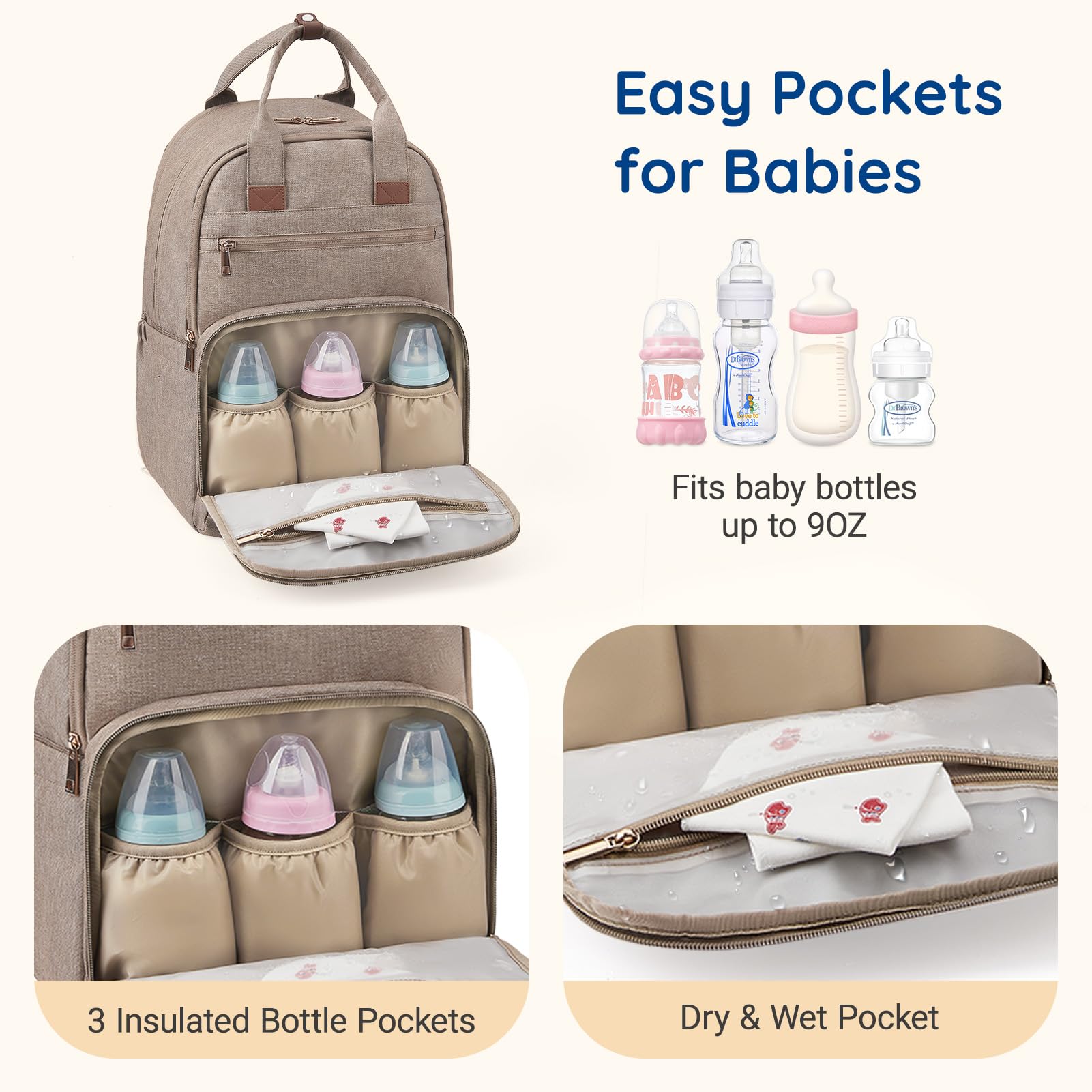 mommore diaper bag with padded back panel for comfortable carrying