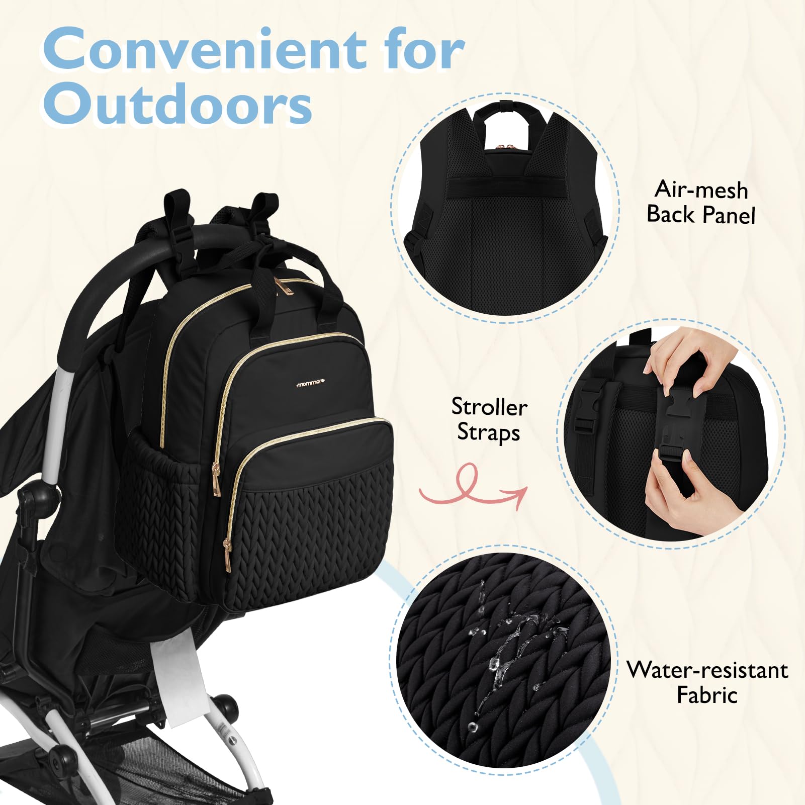 mommore diaper bag padded straps ensure comfortable all-day wear