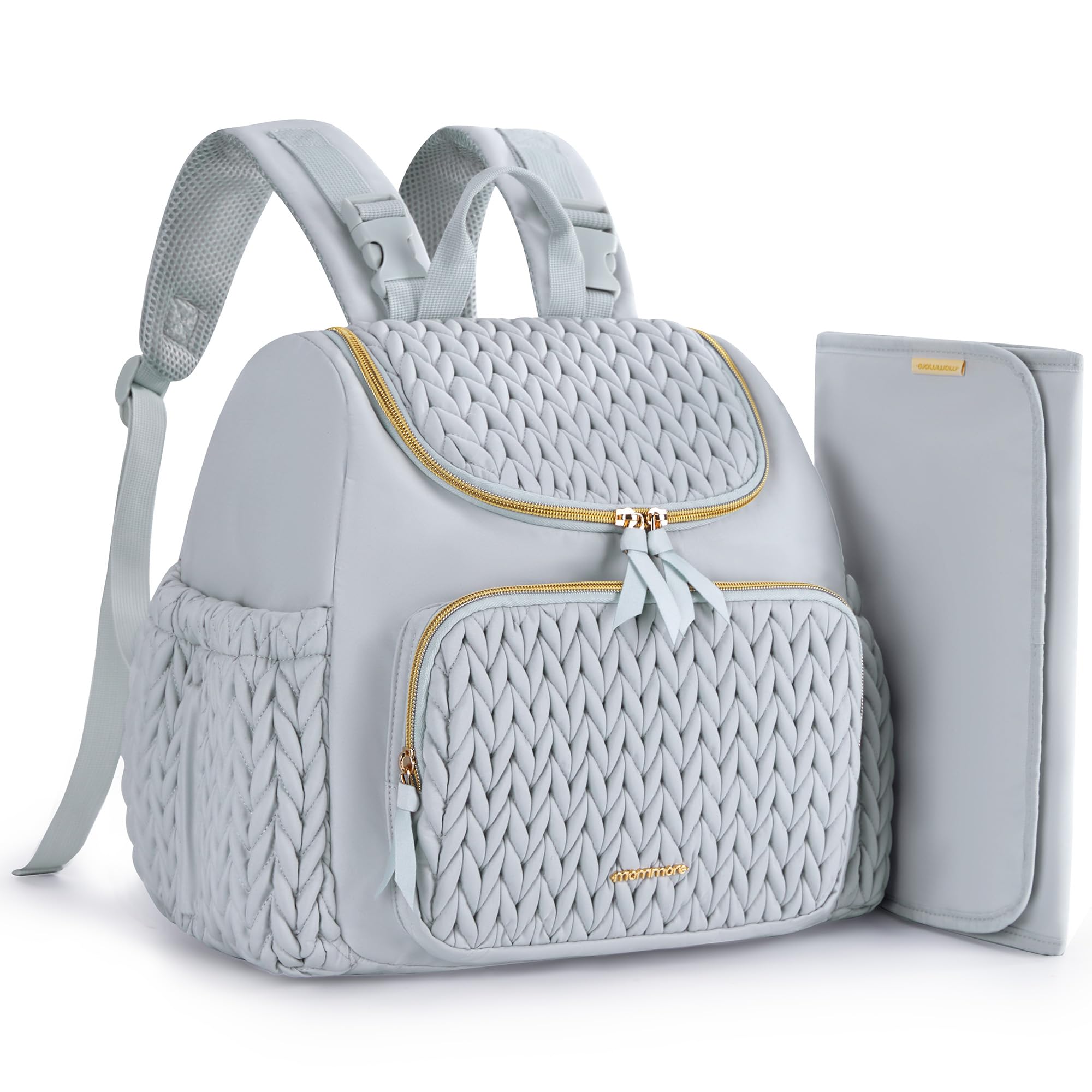 Mommore diaper bag small backpack exterior shows a chic compact daily companion