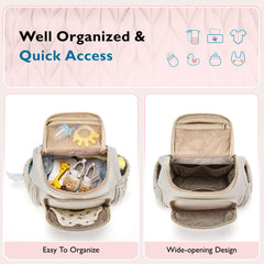 Mommore diaper bag small backpack insulated pockets for temperature-safe snacks