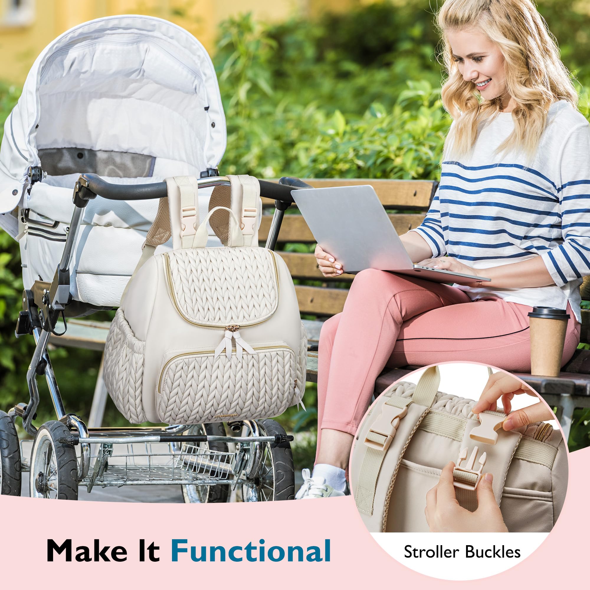 Mommore diaper bag small backpack side pocket use for tissues and bottle