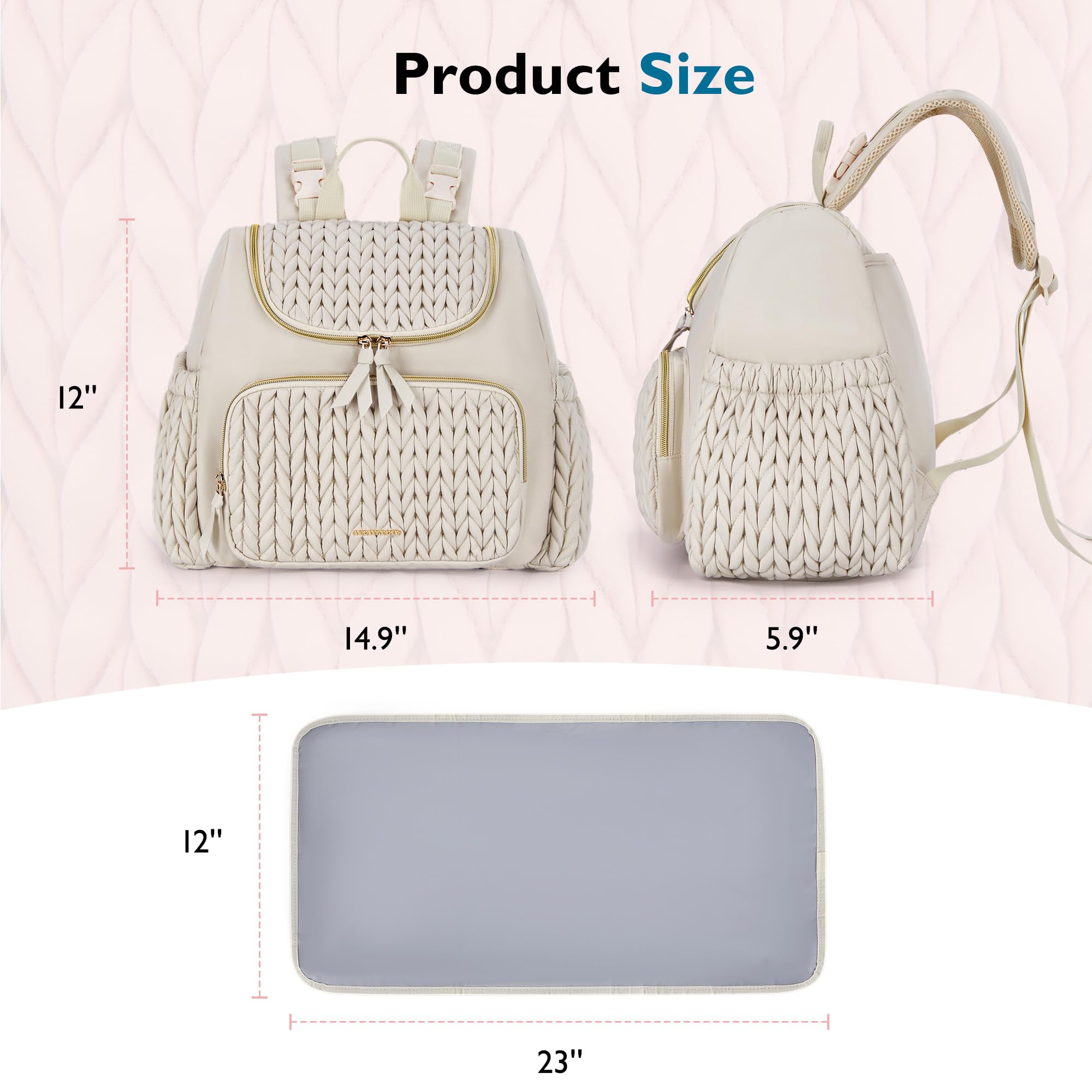 Mommore diaper bag small backpack durable, water-resistant material for daily use