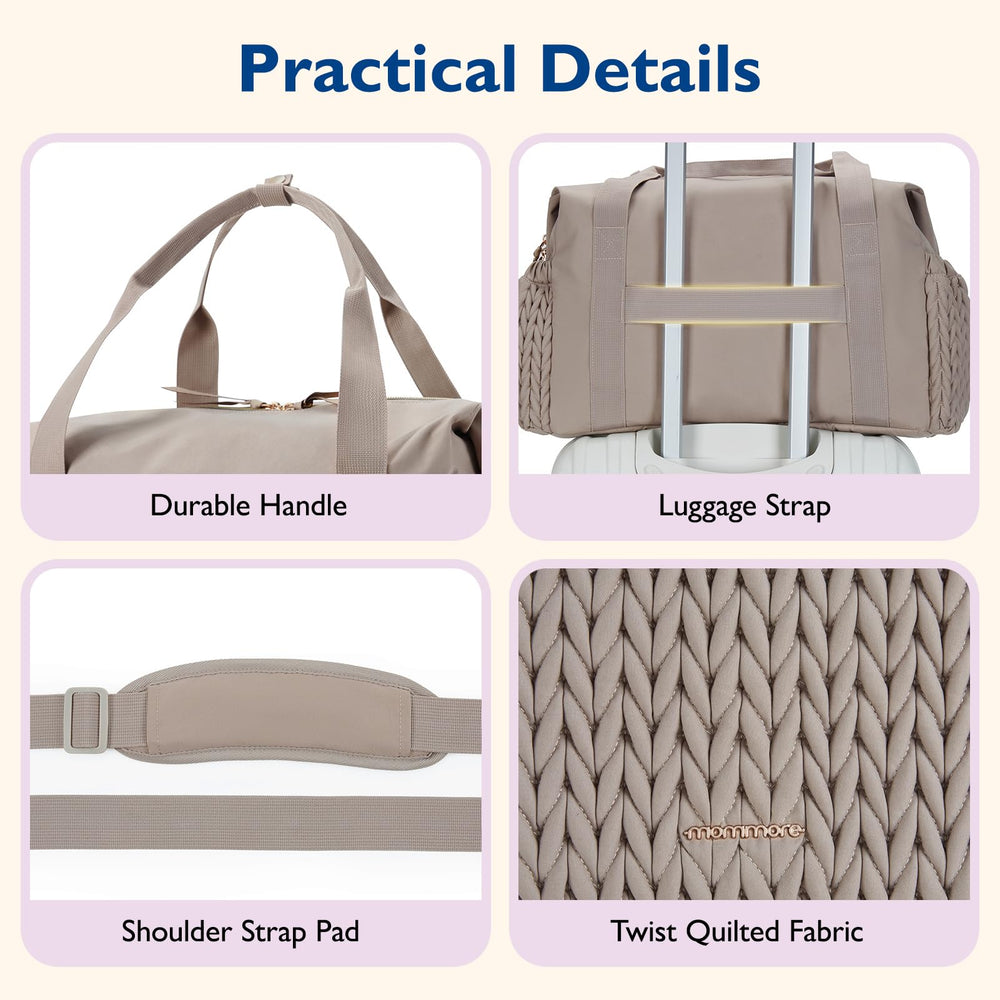 mommore diaper bag tote with luggage sleeve for travel ease.