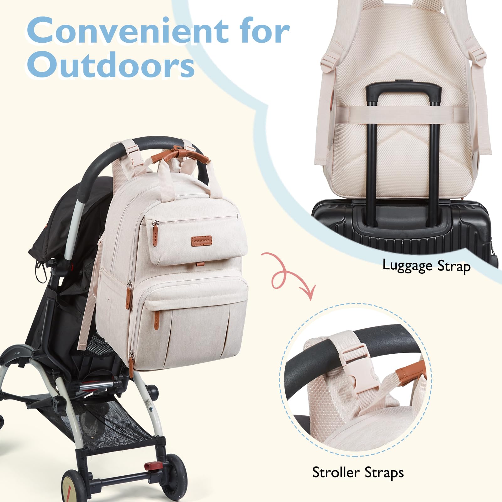 mommore durable oxford fabric ensures lasting use for busy parents.
