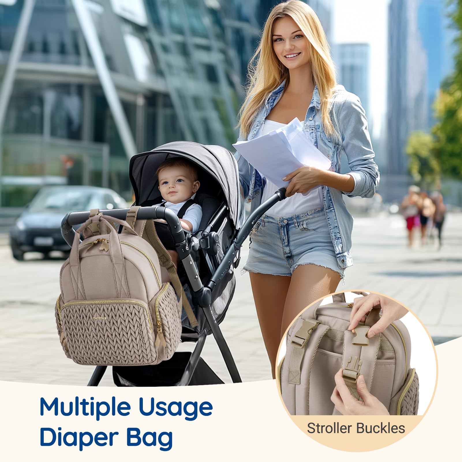 mommore durable zippers and top-handle support daily use
