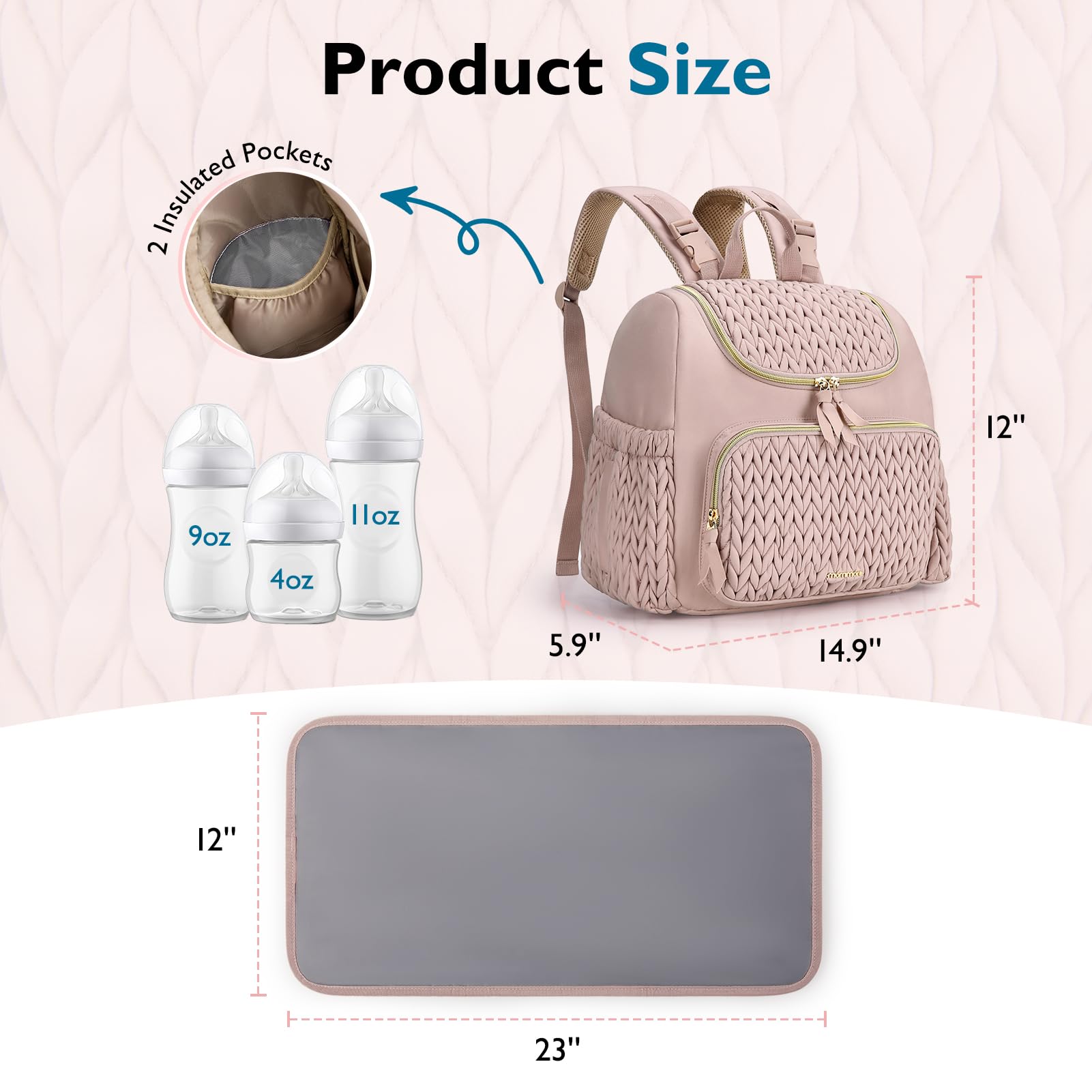 Mommore ergonomic shoulder straps distribute weight for comfortable all-day wear.