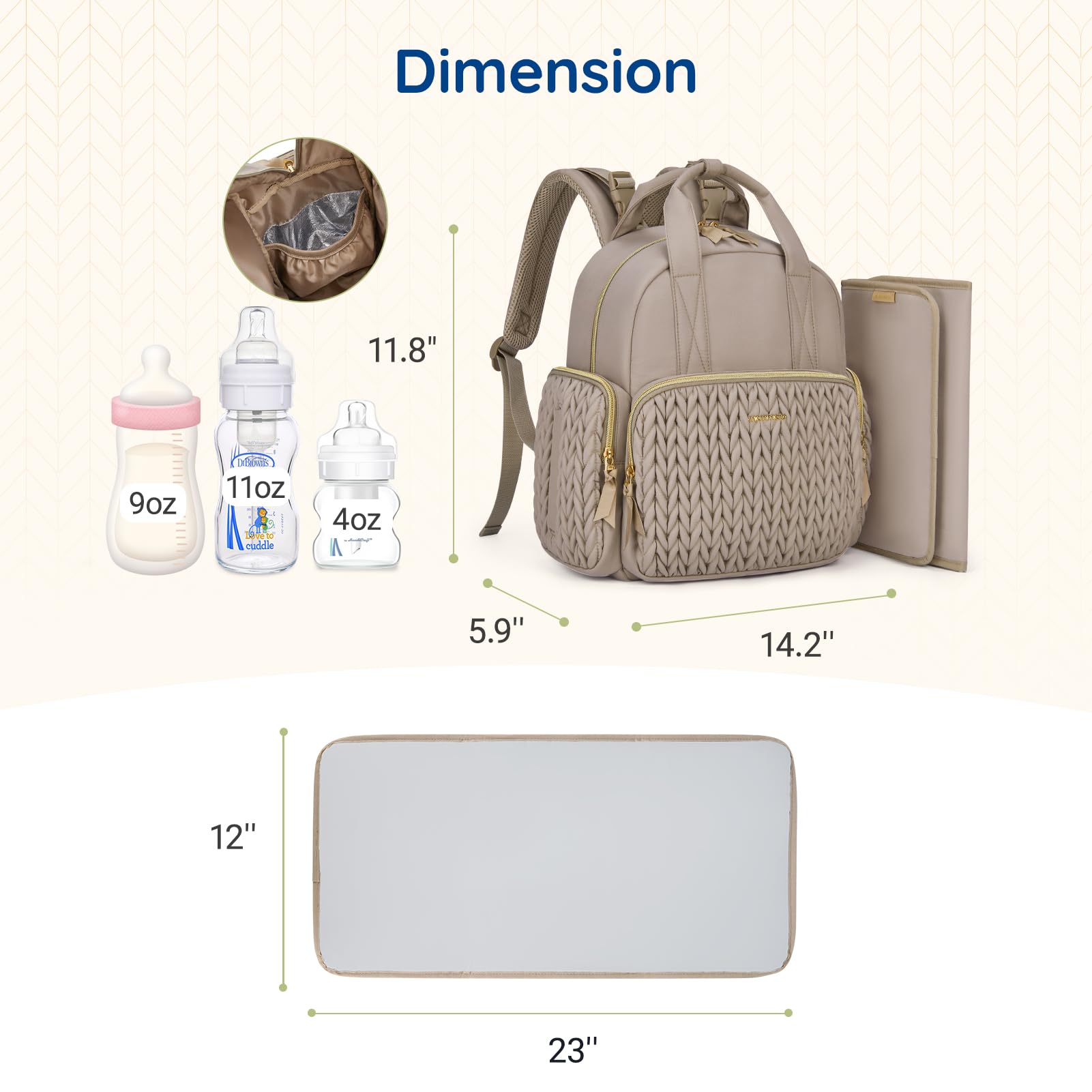 mommore hidden pocket for extra diaper pads within reach