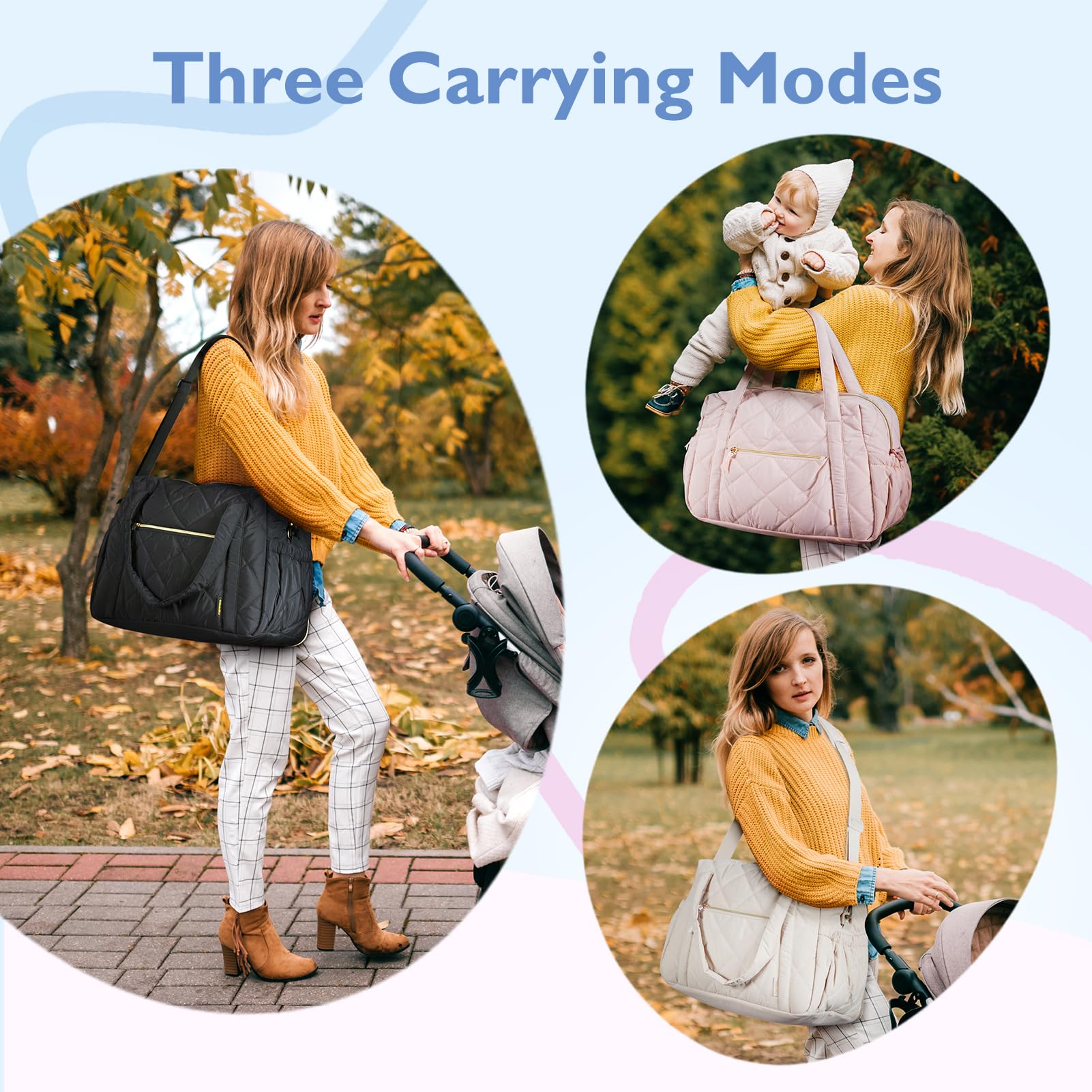mommore Quilted Diaper Bag Tote suitable as hospital bag for twins