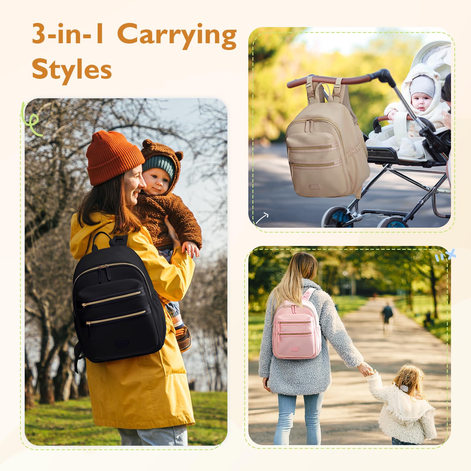 mommore diaper bag backpack shows insulated bottle pockets to maintain drink temperature