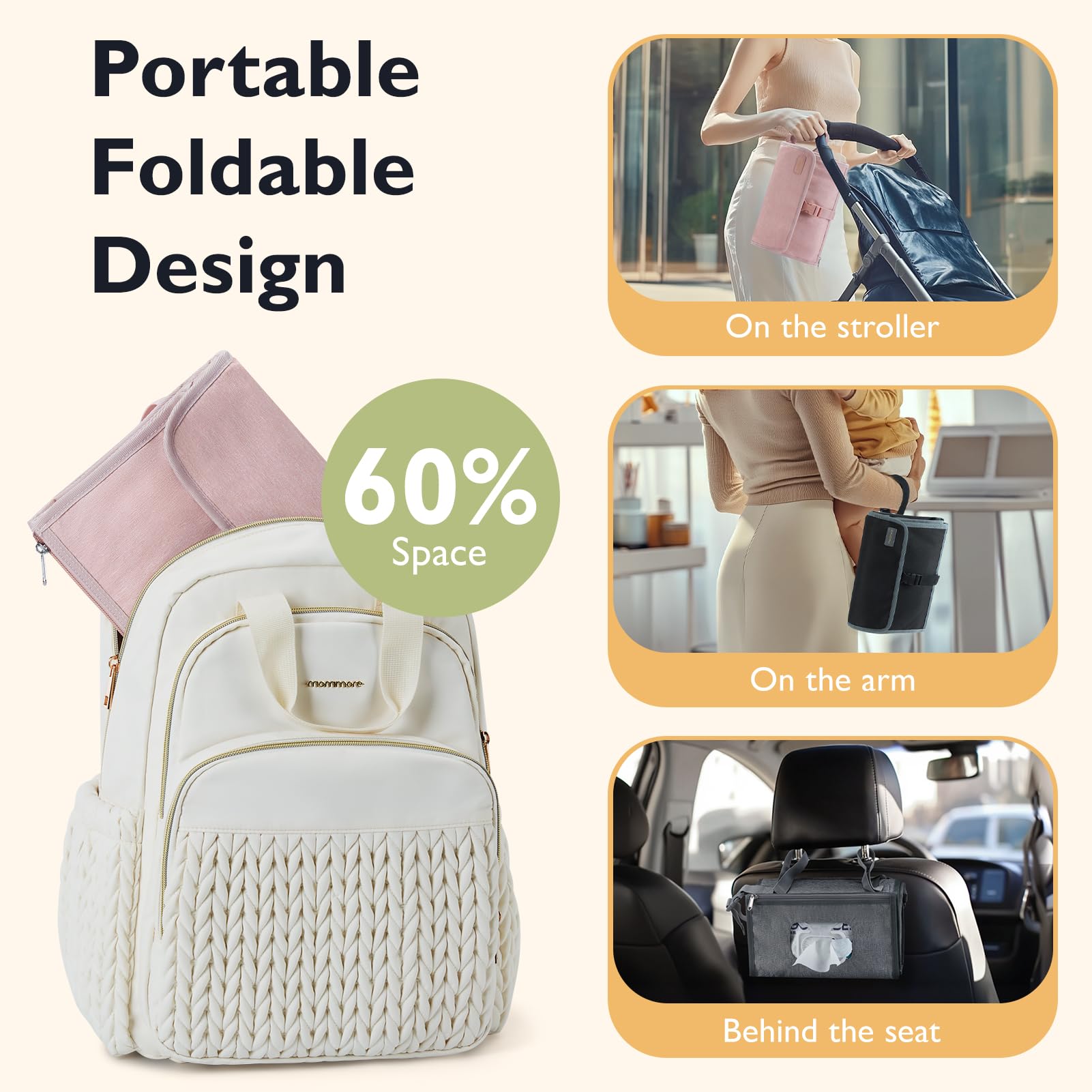 Mommore pad features a waterproof surface for easy cleaning after diaper changes.