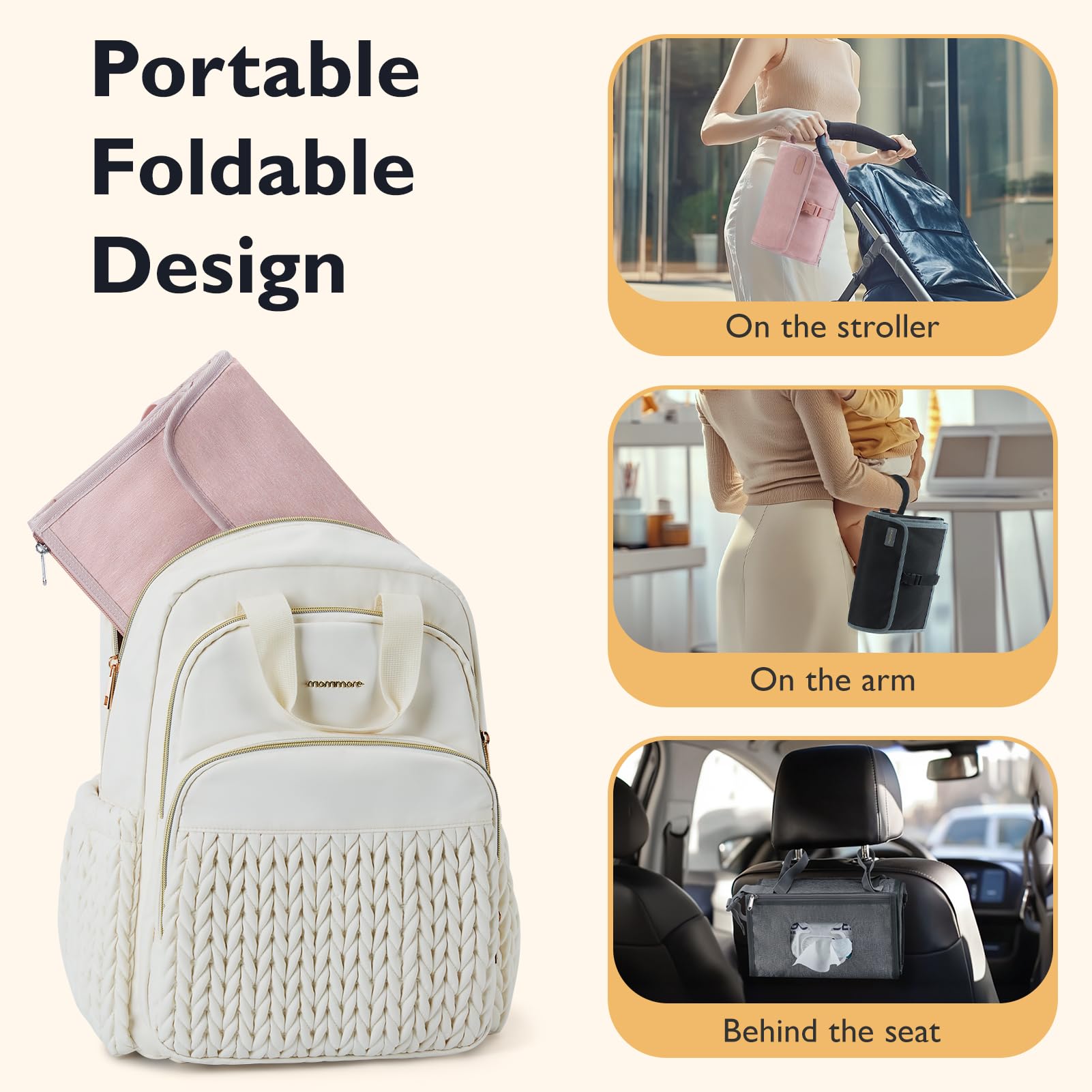 mommore changing pad with wipes pockets organized for quick access