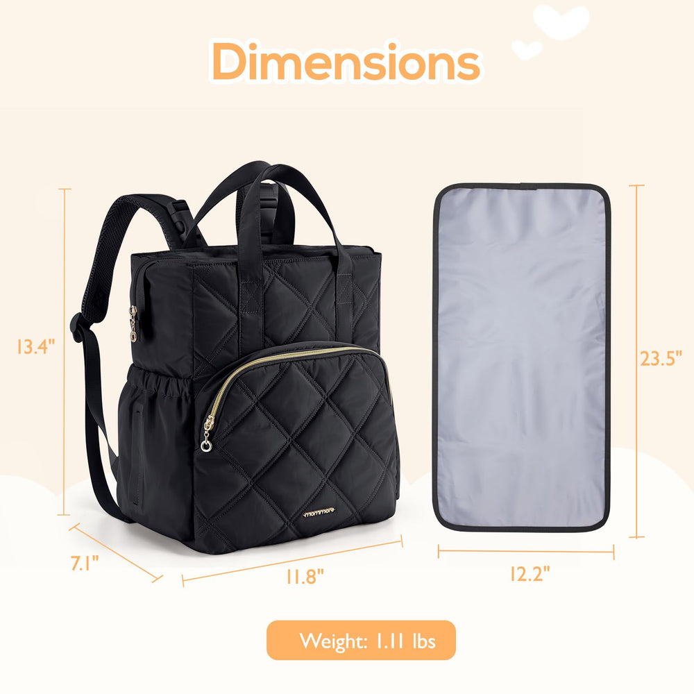 mommore quilted diaper bag backpack compact design for everyday use
