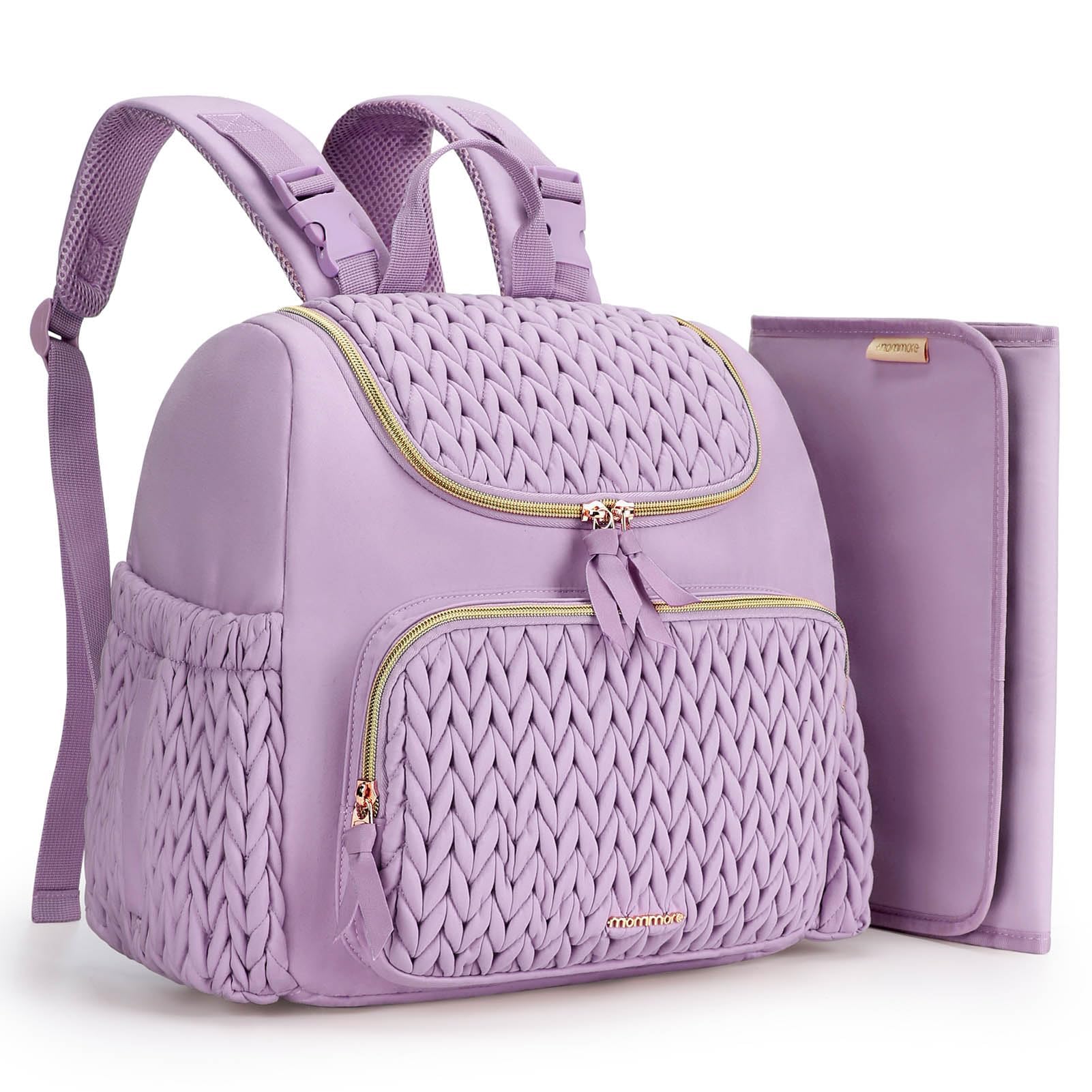 mommore diaper backpack front view highlighting insulated pockets for on-the-go feeding