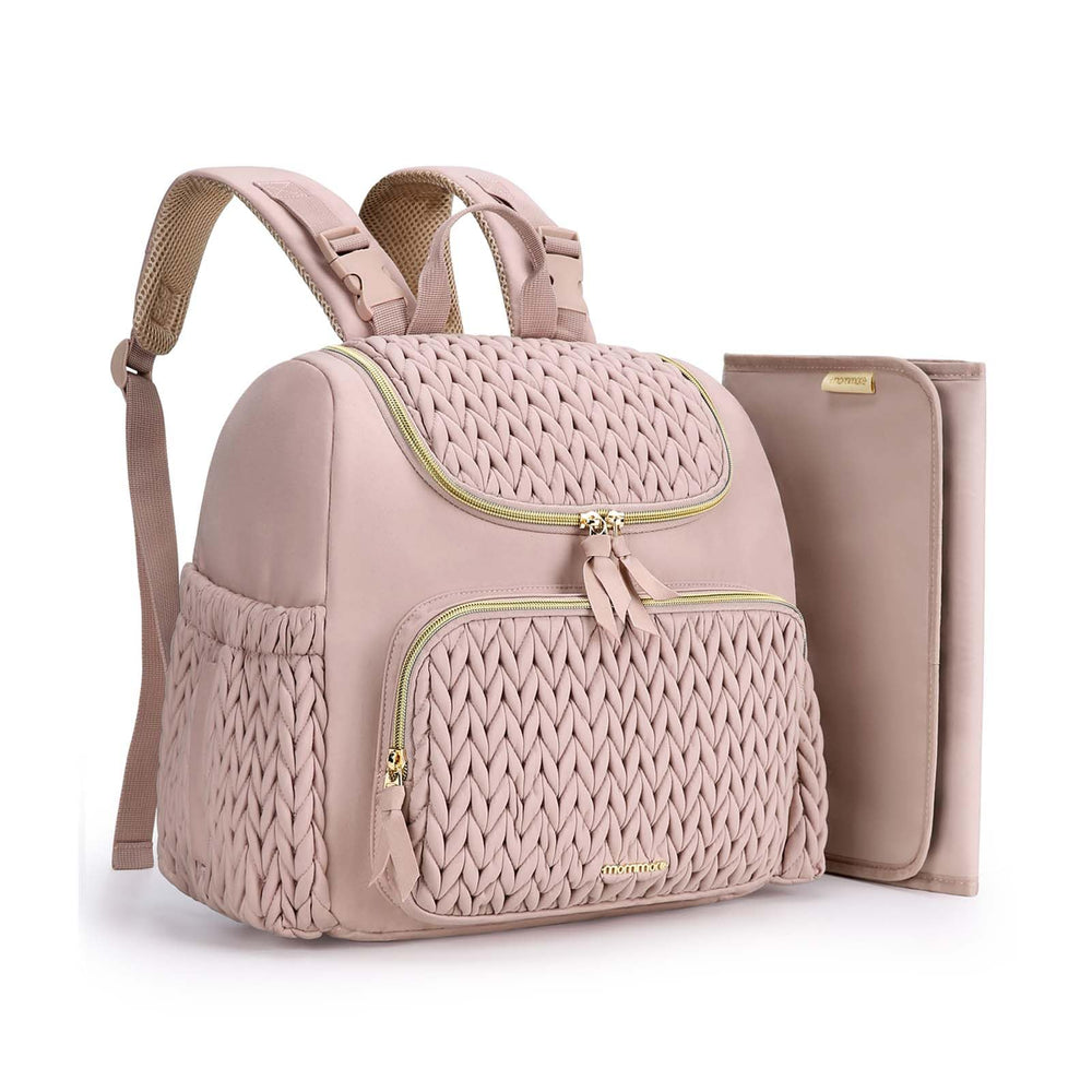 Mommore small diaper bag backpack front view, compact design for everyday outings.