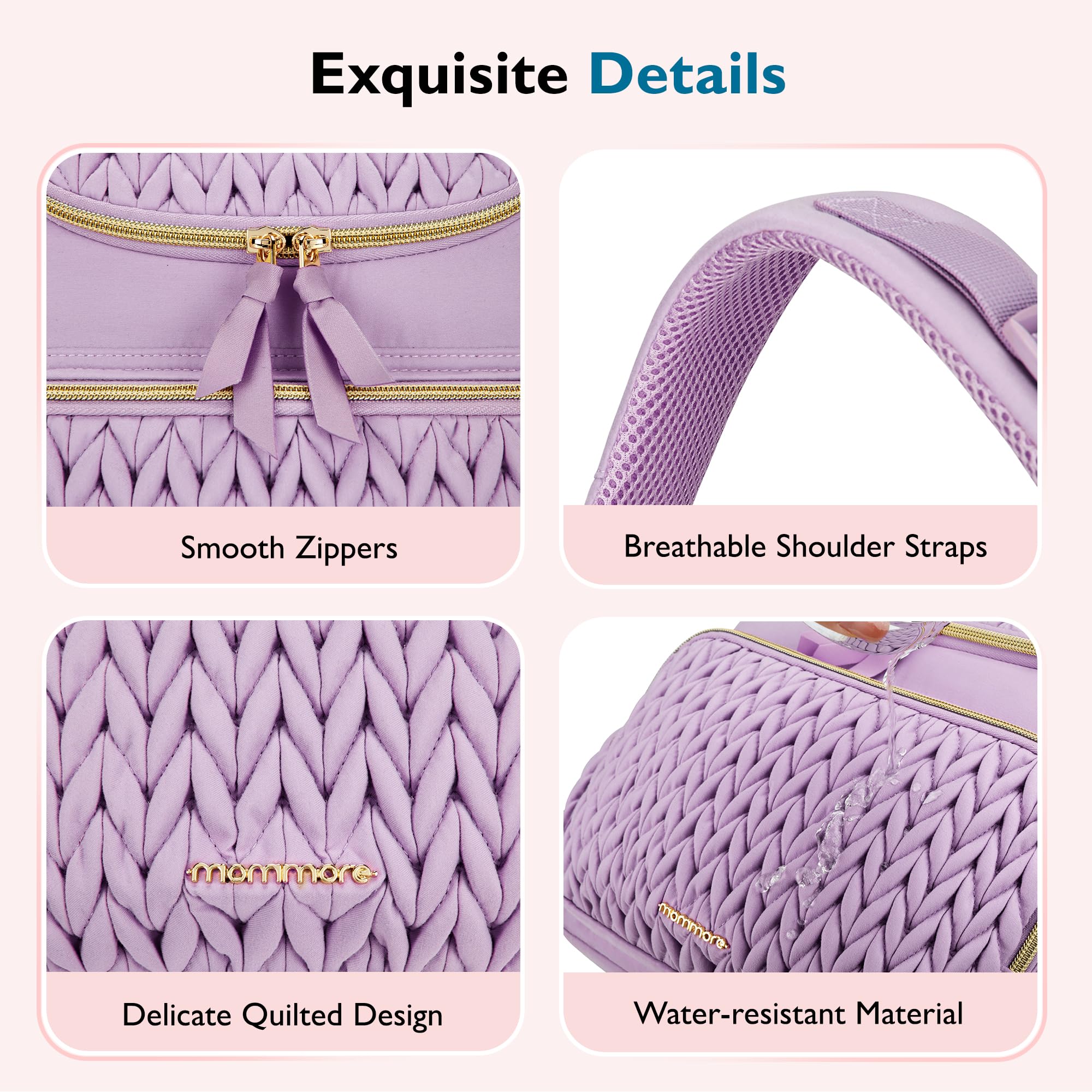 mommore diaper bag uses water-resistant material for daily adventures