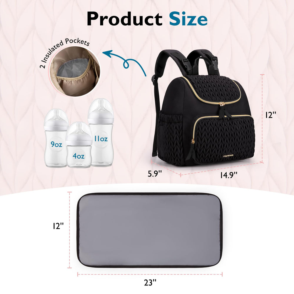 mommore small diaper bag fabric detail highlights water-resistant material