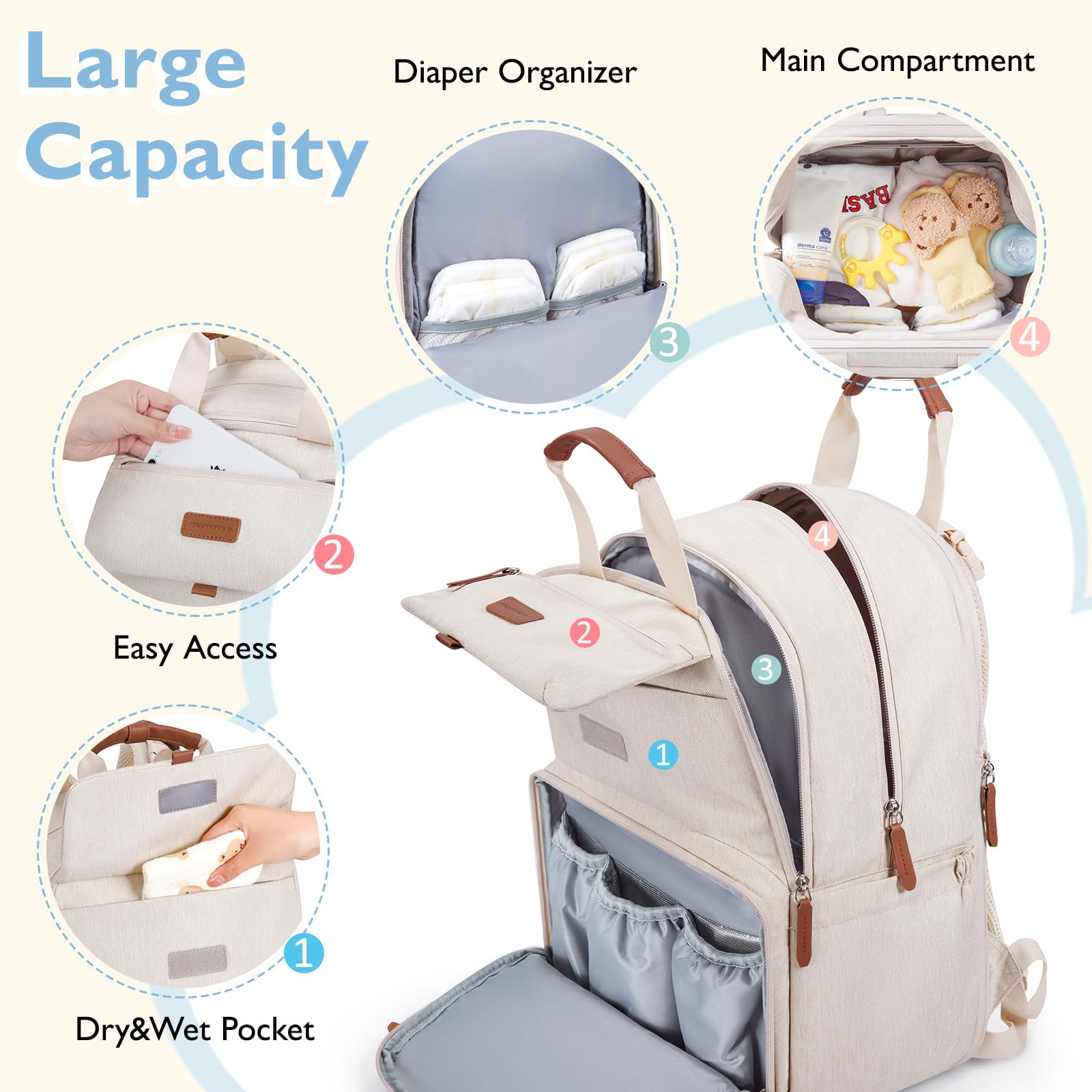 mommore stroller clips keep the diaper bag hands-free on errands.