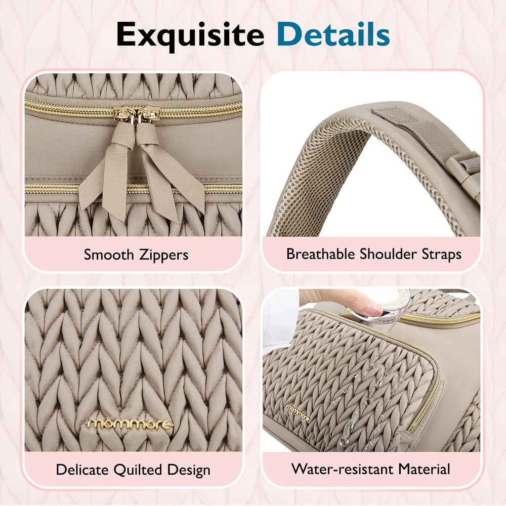 mommore stroller-straps attachment shows easy hands-free travel with a stroller