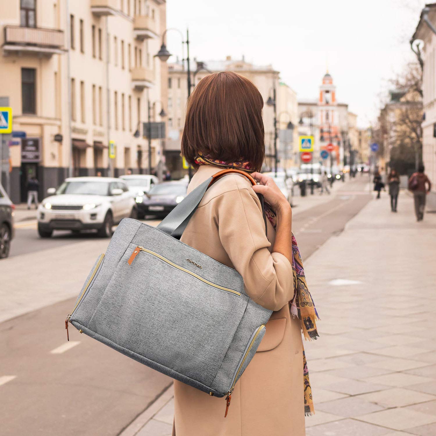 mommore stylish bag with smooth metal zippers for a polished look