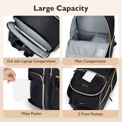 mommore bag top and bottom compartments keep pumps, bottles, and milk bags organized