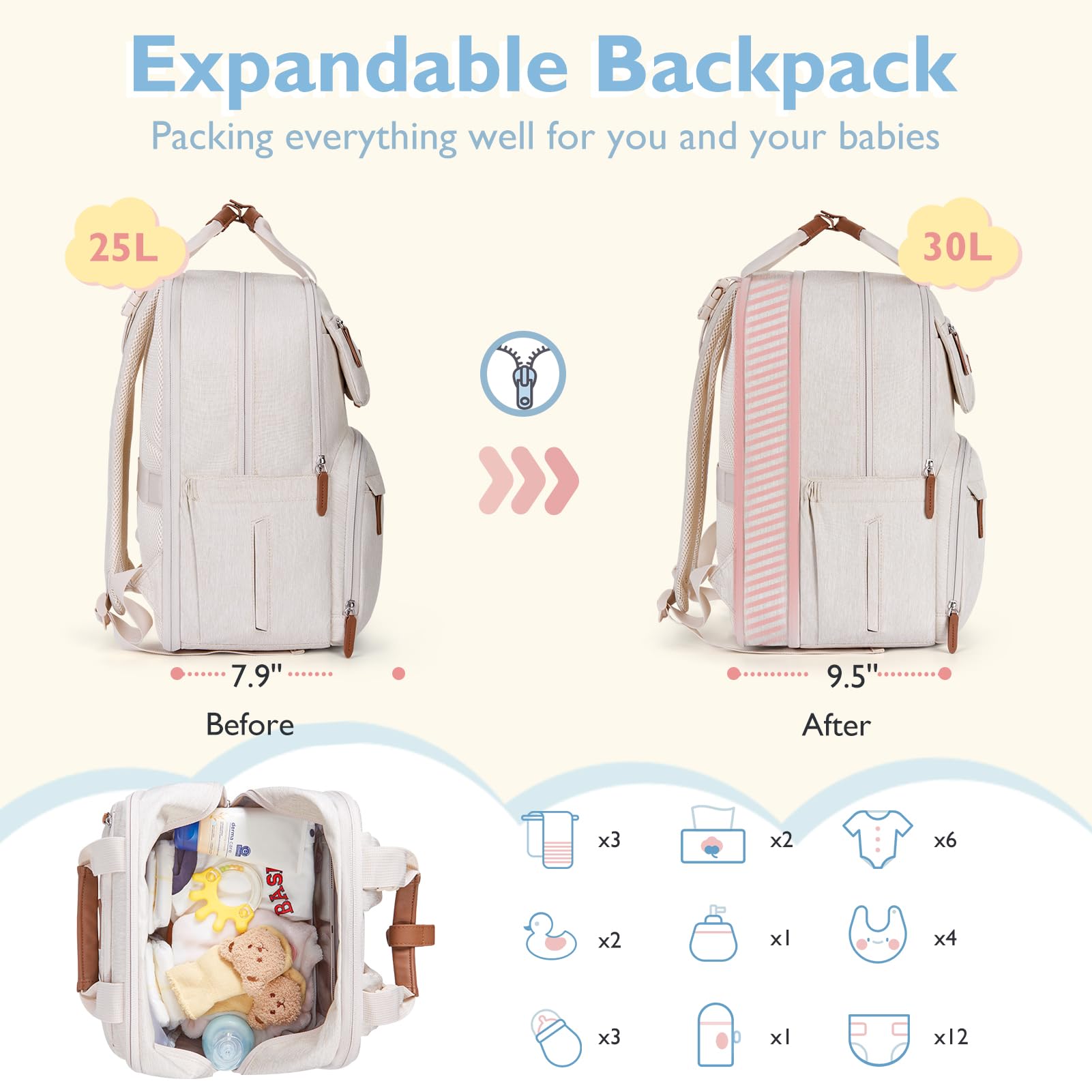 mommore water-resistant diaper bag ideal for daily outings and weather protection.