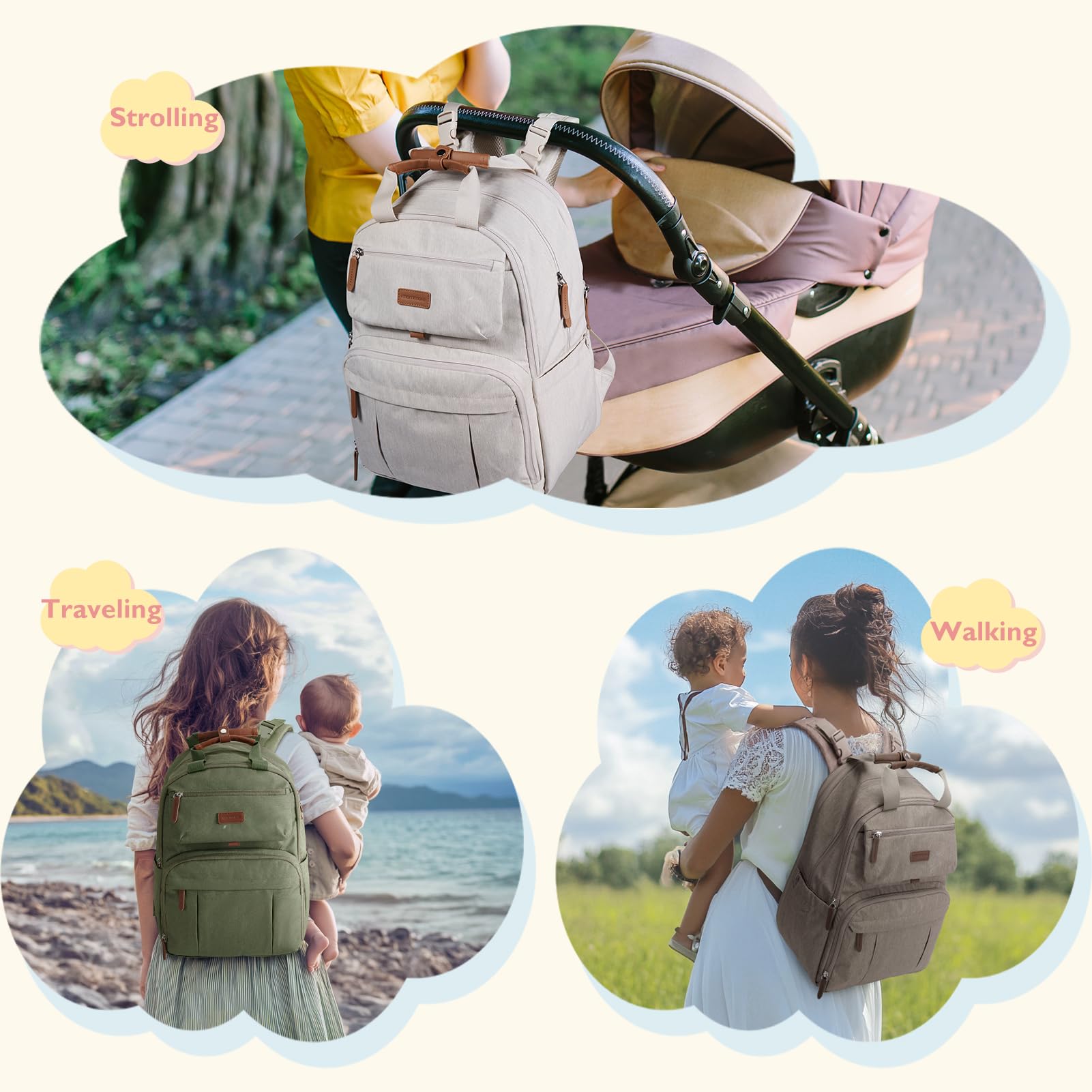 mommore wet-dry pocket organizes messes for quick access.