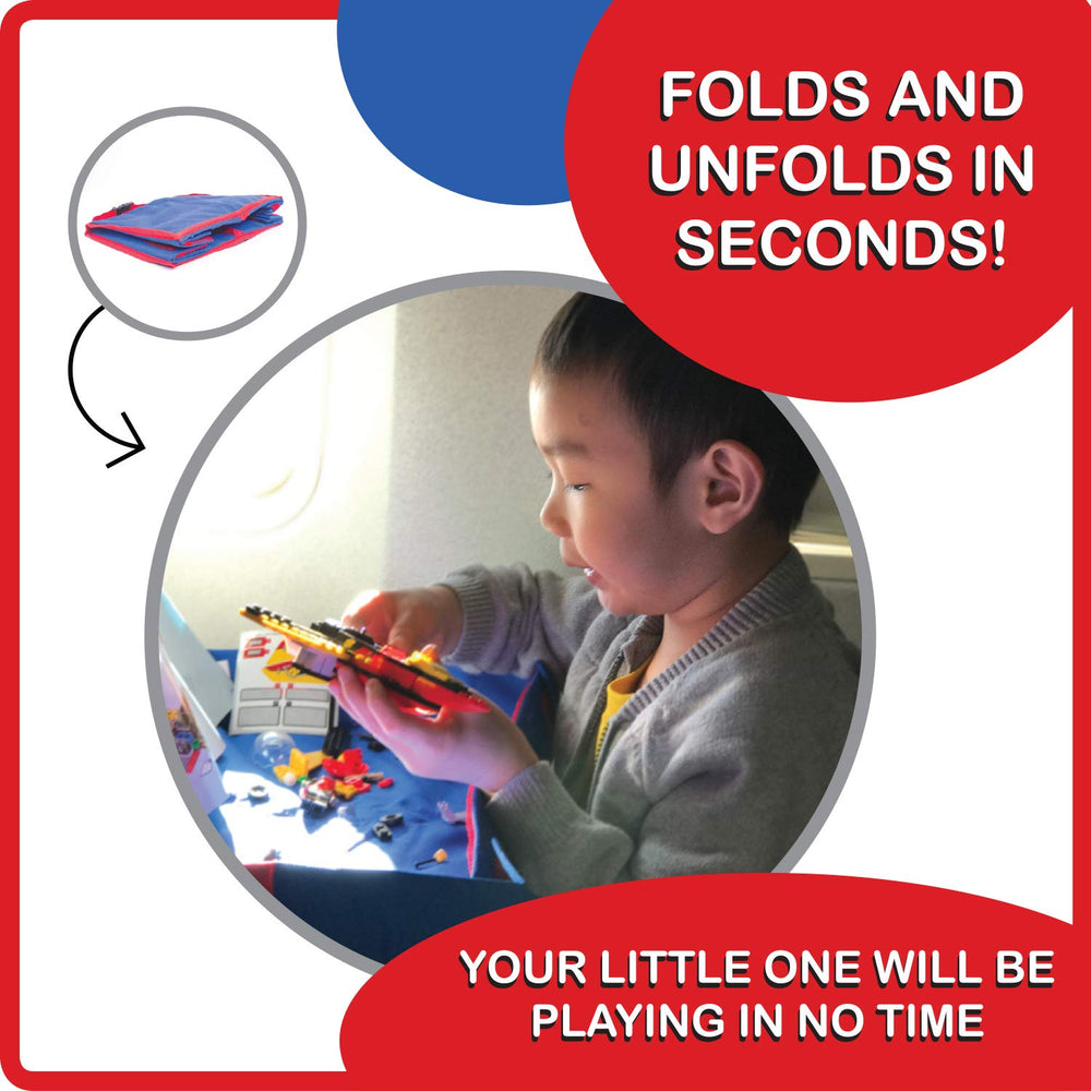 Blue and red colorway appeals to kids during flights