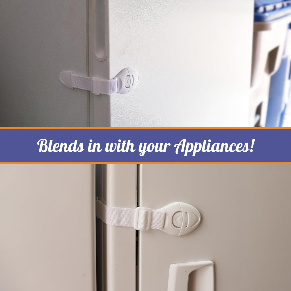 Mommy's Helper Adjustable Appliance Lok extended to fit different sizes.
