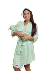 MOMMY O CLOCK maternity robe in milk silk for comfortable hospital photos.