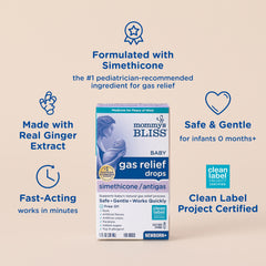 Mommy's Bliss ginger-flavored drops for infants in a travel-friendly bottle.