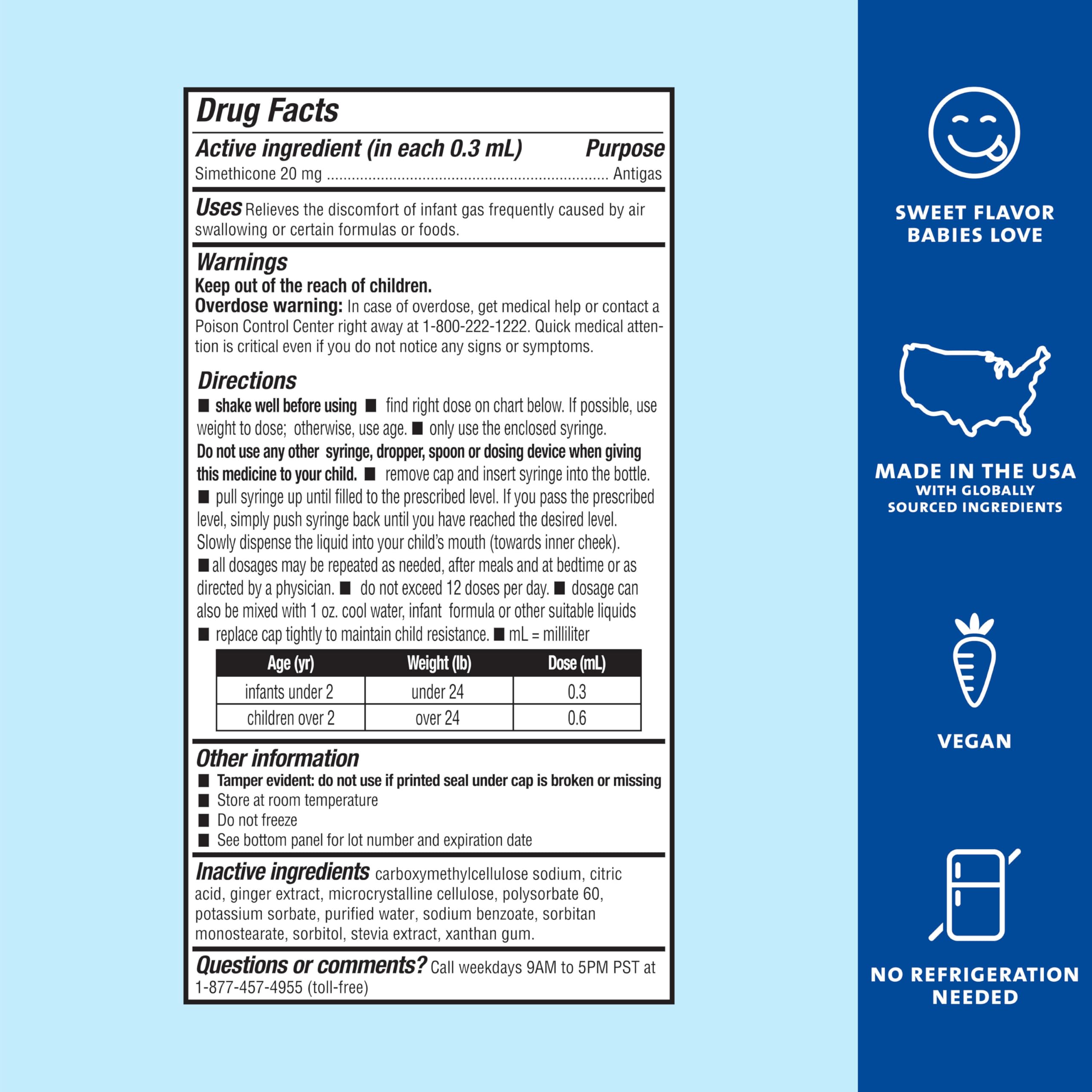 No artificial colors or flavors in Mommy's Bliss Gas Relief Drops.