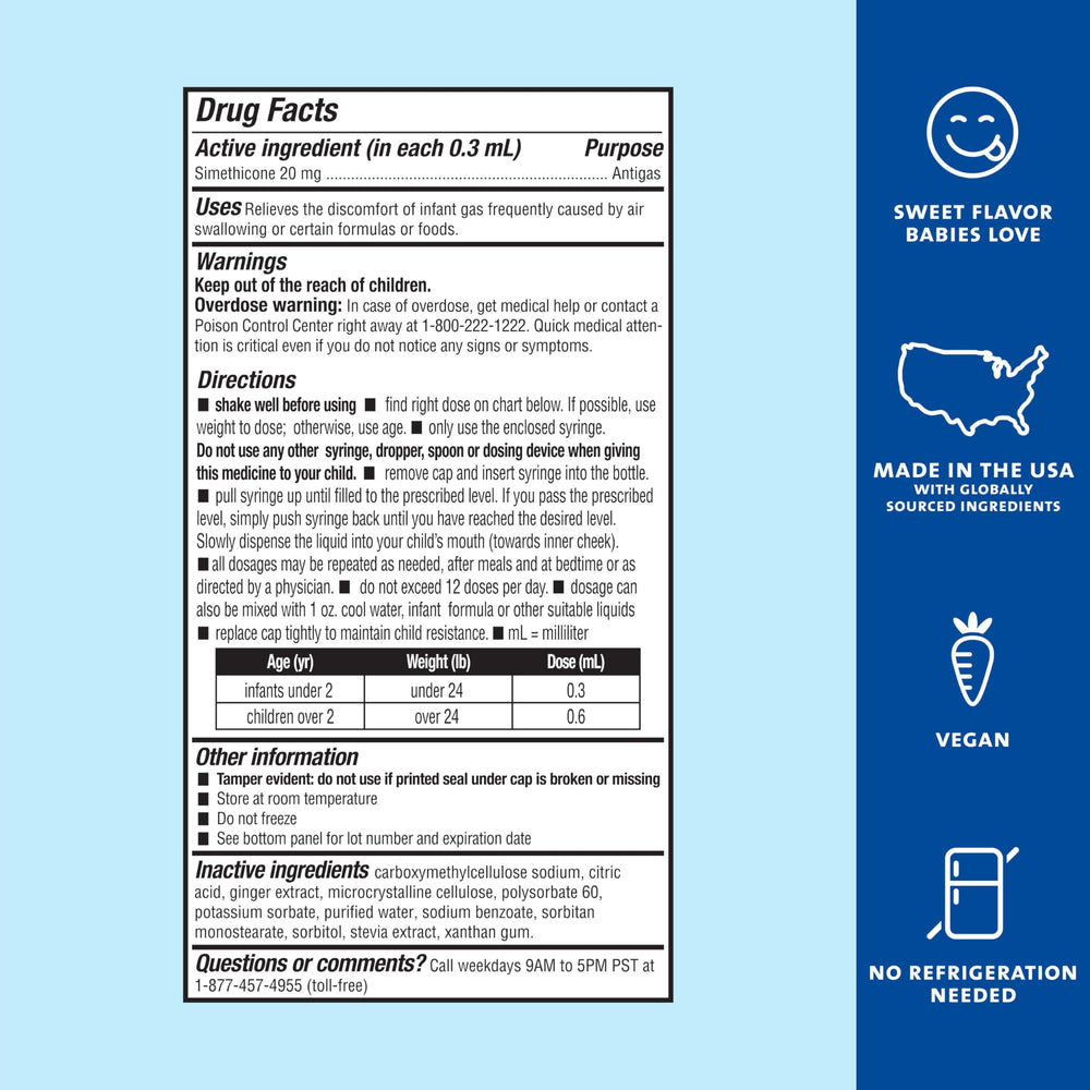 No artificial colors or flavors in Mommy's Bliss Gas Relief Drops.